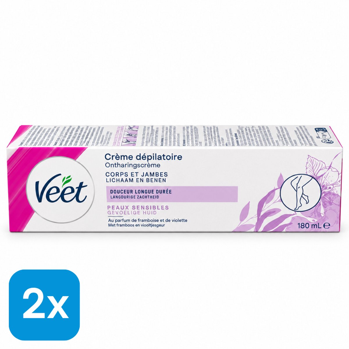 2x Veet Ontharingscreme 180ml - Druivenpitolie extract