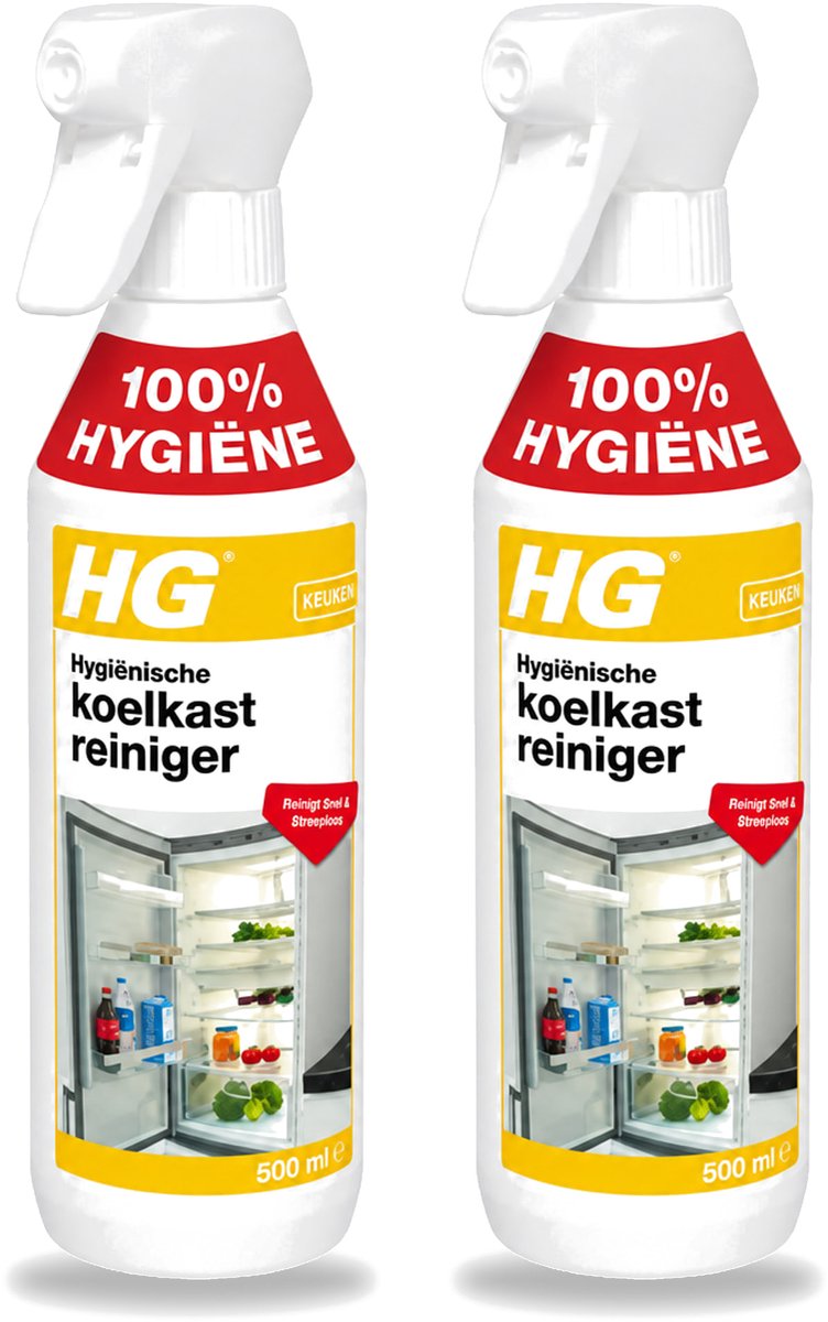 2 x HG - Hygiënische Koelkastreiniger - Reinigt Snel & Streeploos - 500 ml - Bulkverpakking - 2 stuks