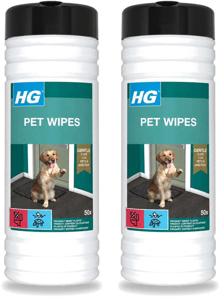 2 x HG - Pet Wipes - Doekjes Voor Huisdieren - 50 Doekjes - Voordeelverpakking - 2 stuks