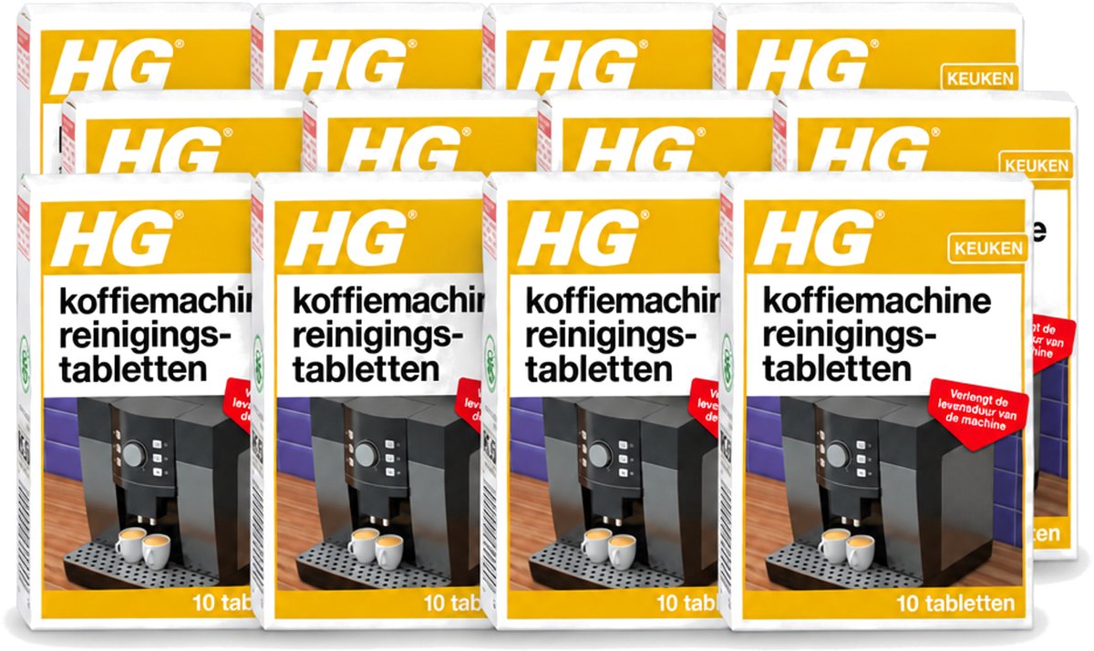 12 x HG - Koffiemachine Reinigingstabletten - Verlengt Levensduur Machine - 10 Tabletten - Voordeelverpakking - 12 stuks