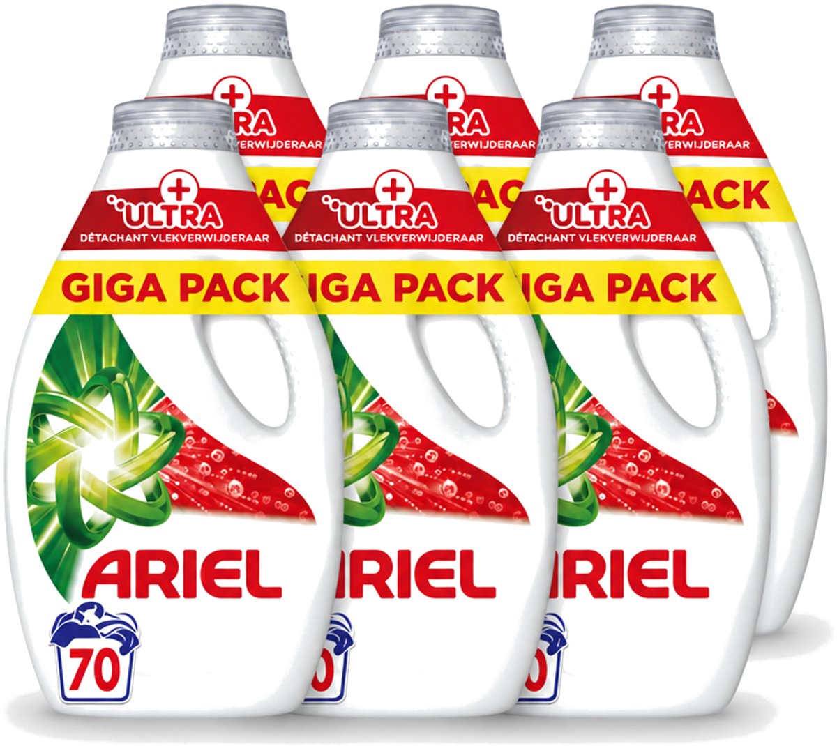 6 x Ariel – Vloeibaar Wasmiddel – Ultra Vlekverwijderaar – 3150 ml – 70 wasbeurten - Voordeelverpakking - 6 stuks