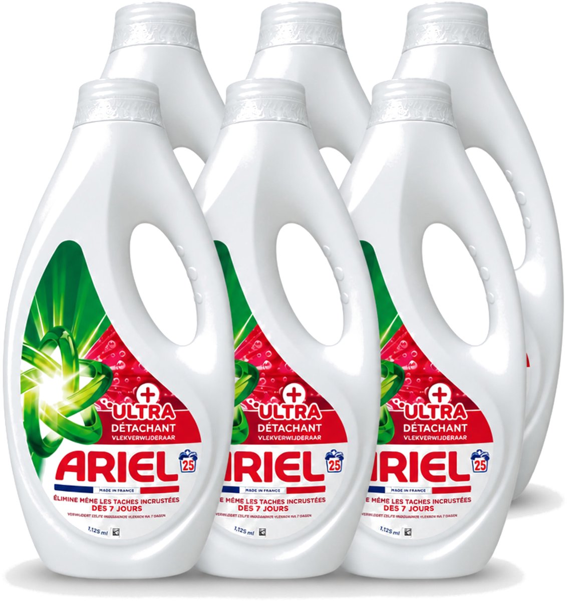 6 x Ariel – Vloeibaar Wasmiddel – Ultra Vlekverwijderaar – 1125 ml – 25 wasbeurten - Voordeelverpakking - 6 stuks