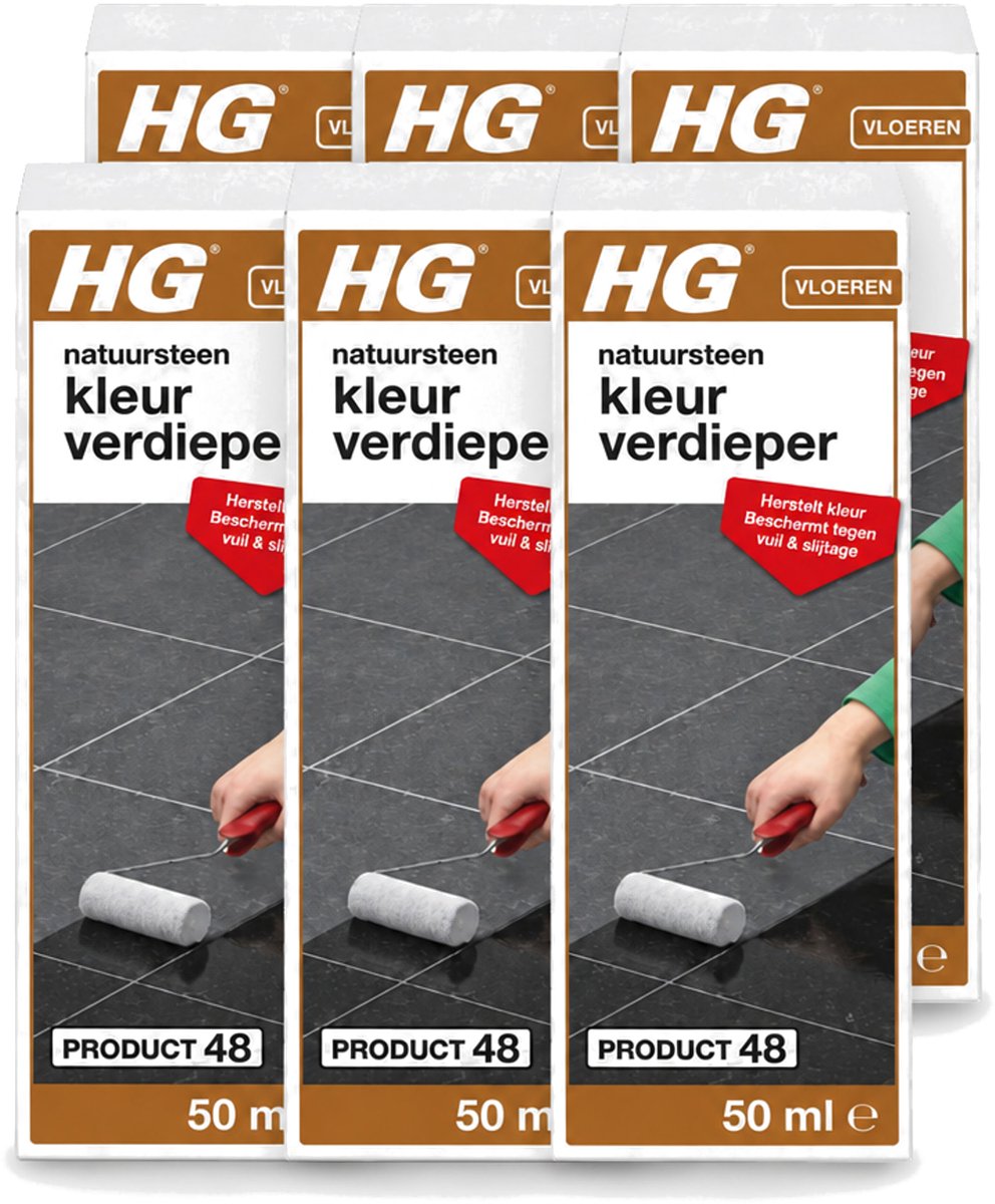 6 x HG - Natuursteen Kleurverdieper - Herstelt Kleur - Beschermt Tegen Vuil & Slijtage - 50 ml - Voordeelverpakking - 6 stuks