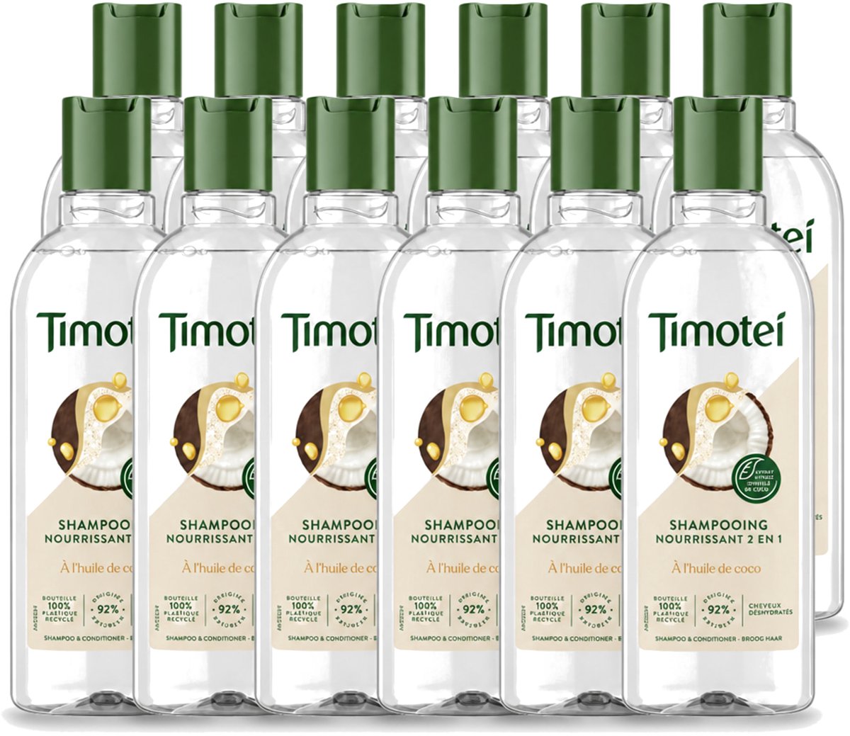 12 x Timotei - Shampoo - Nourrissant - 2in1 - 300ml - Voordeelverpakking - 12 stuks