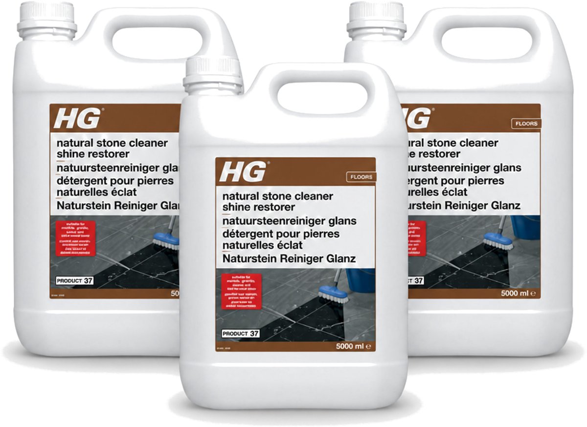 3 x HG - Natuursteenreiniger Glans - 40 Dweilbeurten - 5L - Voordeelverpakking - 3 stuks