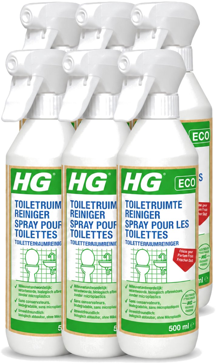 6 x HG ECO - Toiletruimte Reiniger - Frisse Geur - Ecologisch Verantwoord - 500 ml - Voordeelverpakking - 6 stuks