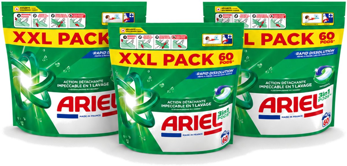 3 x Ariel – Pods 3in1 – Original – 60 wasbeurten - Voordeelverpakking - 3 stuks
