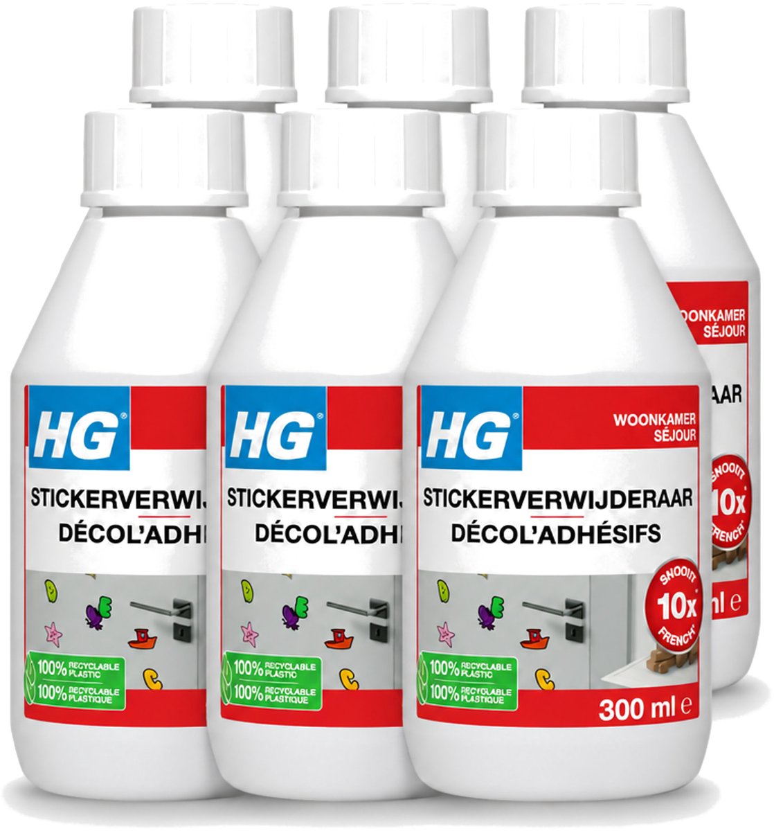 6 x HG - Stickerverwijderaar - Meest Effectief - Verwijdert Eenvoudig - 300 ml - Voordeelverpakking - 6 stuks