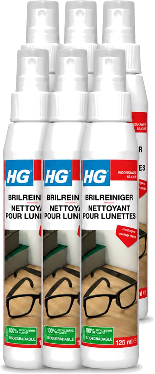 6 x HG - Brilreiniger - Voor Glasheldere Lenzen - 125 ml - Voordeelverpakking - 6 stuks