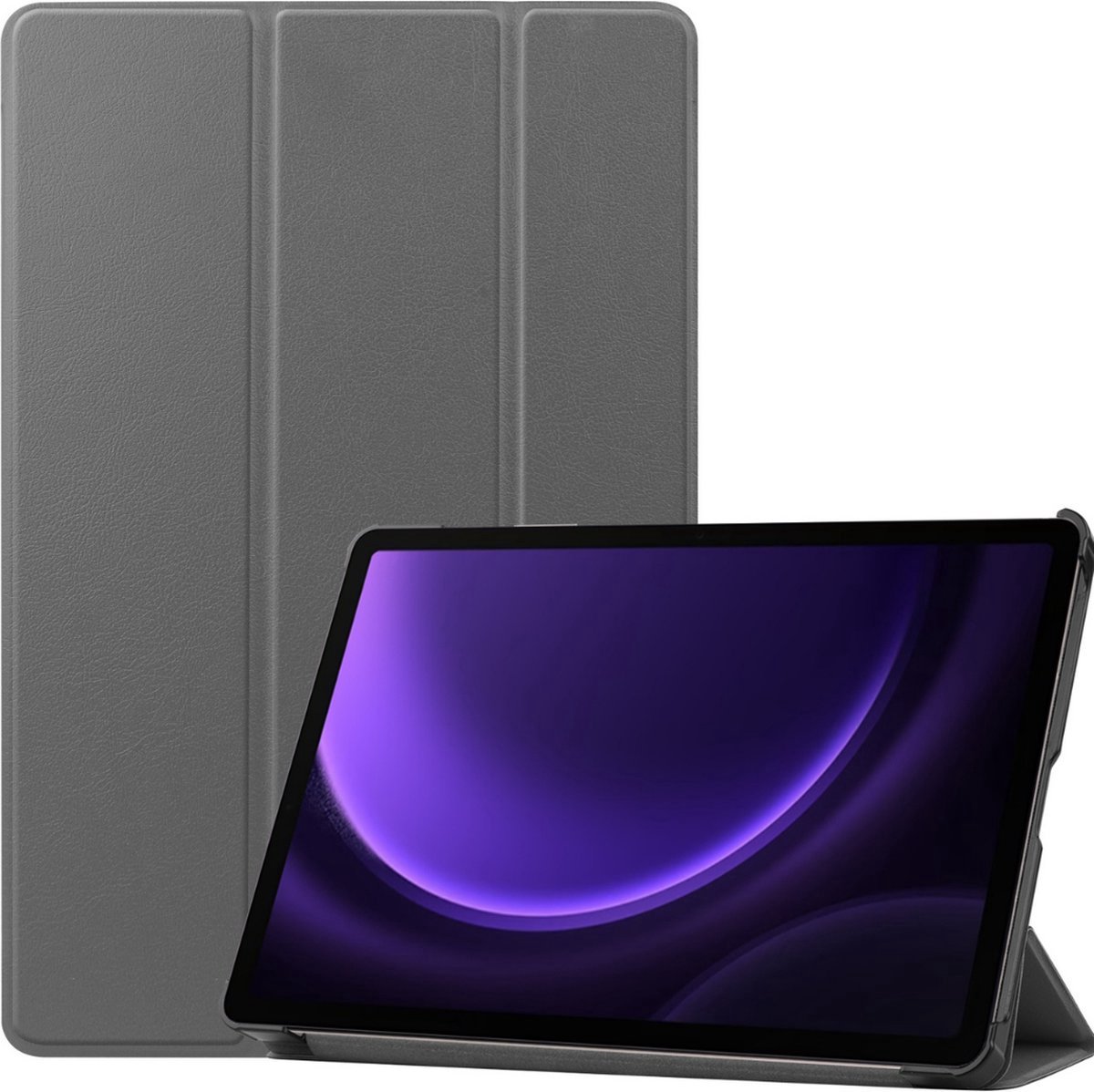 Tablethoes geschikt voor Samsung Galaxy Tab S9 Plus / S9 FE Plus / S10 Plus (2023/2024) - 12.4 Inch - Tri-fold book case - Auto Sleep/Wake functie - Grijs
