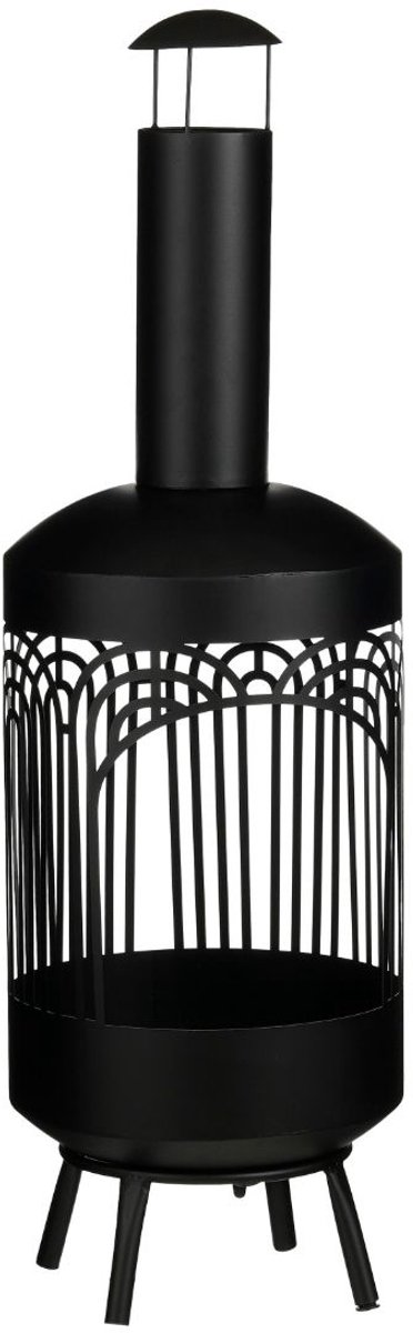 Mica Decorations Vuurkorf Zwart - Sfeervolle Vuurkorf met Opengewerkt Design - Vuurkorf van IJzer voor Terras en Tuin - Stijlvolle Tuinhaard - H132 x Ø40 cm - Zwart