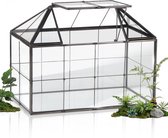 Mini broeikas vensterbank glas 23,3 x 13,6 x 18cm Plantenterrarium, kleine flessentuin, doe-het-zelf voor vetplanten, cactussen (geen planten inbegrepen)