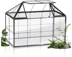 Mini broeikas vensterbank glas 23,3 x 13,6 x 18cm Plantenterrarium, kleine flessentuin, doe-het-zelf voor vetplanten, cactussen (geen planten inbegrepen)