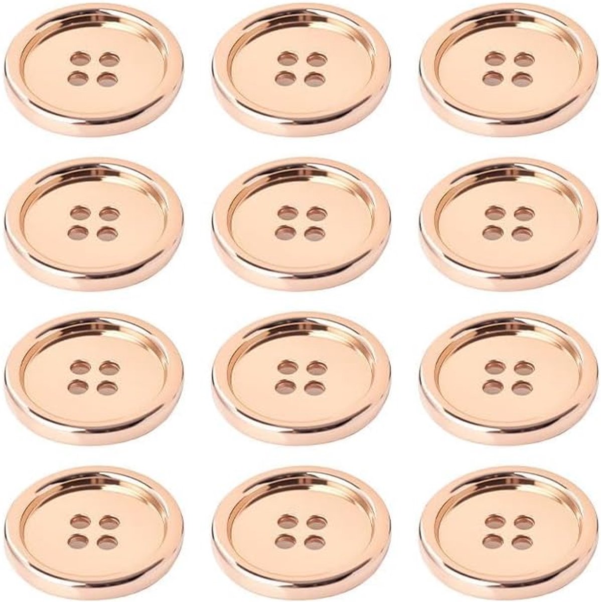 Knopen 4 gaten knoppen (12 mm, goud)