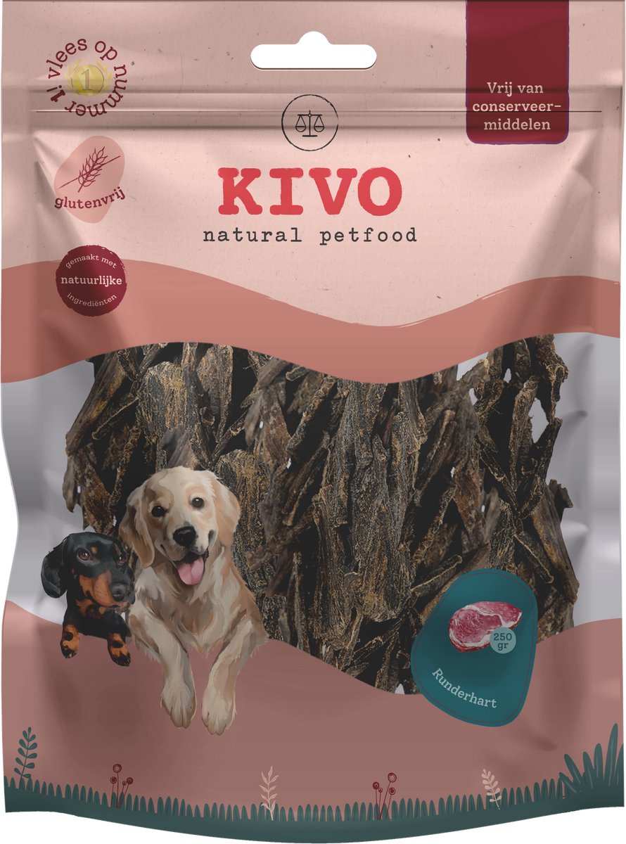 Kivo Petfood Hondensnack Runderhart 250 gram - Graan en Glutenvrij