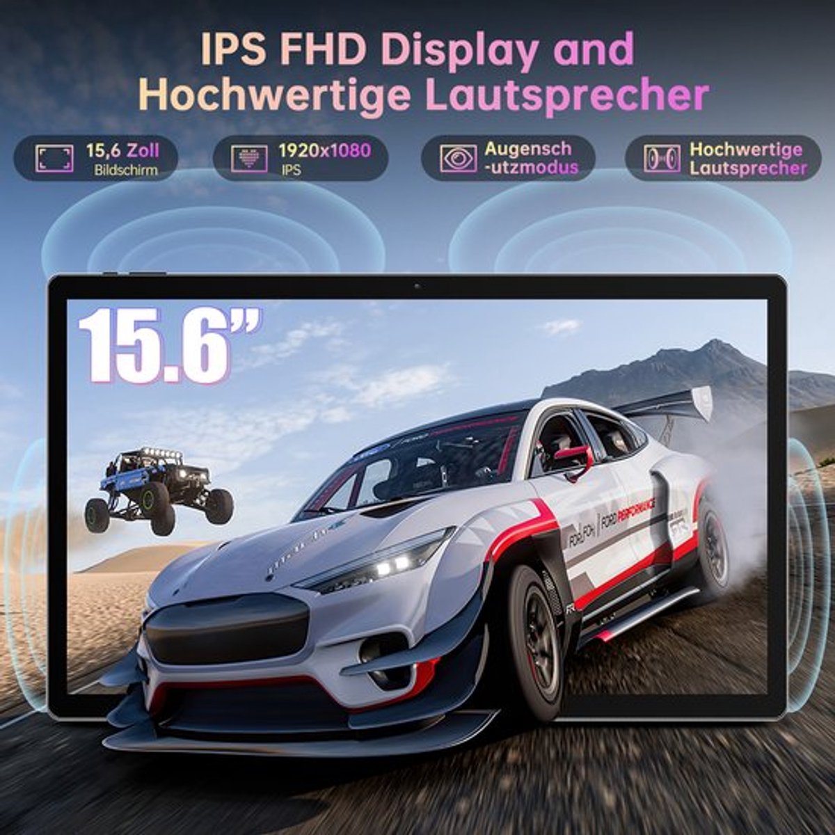 Tablet 15.6 Inch Grijs - Android 14 Besturingssysteem - 8 GB RAM - 128 GB Opslag - IPS Scherm - Voor Zakelijk En Multimedia