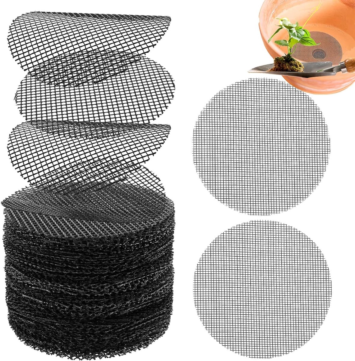Drainagerooster voor plantenbakken, 100 stuks drainagerooster, kunststof rooster Bonsai accessoires 10 cm rond bloempot mesh bloempot net mesh pad voor de tuin, voorkomt grondverlies, drainagezeef