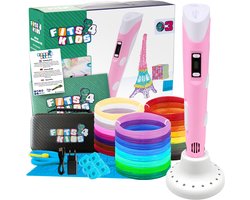 Fits4Kids® 3D Pen Starterspakket XXL - 140m Filament - Incl. E-Book - Opbergcase - Tekenmat - Tekenboek - Knutselen Meisjes & Jongens - Roze