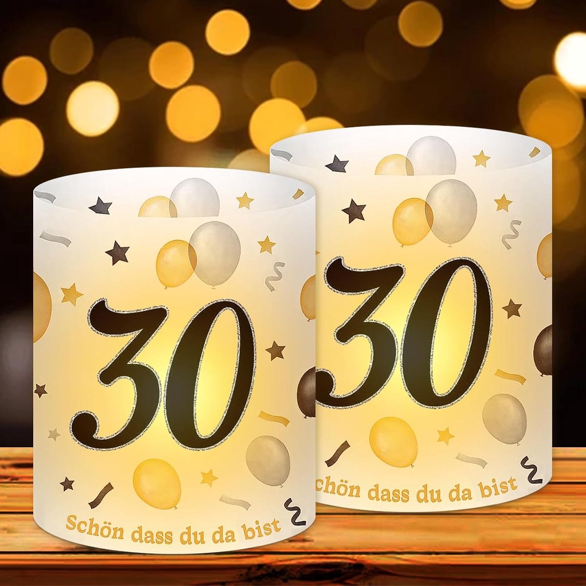 12 lantaarns tafeldecoratie 30e verjaardag man vrouw 30e verjaardag man decoratie Happy Birthday tafeldecoratie, mooi dat je er bent, geschikt voor theelichtjes of kaarsen, feest