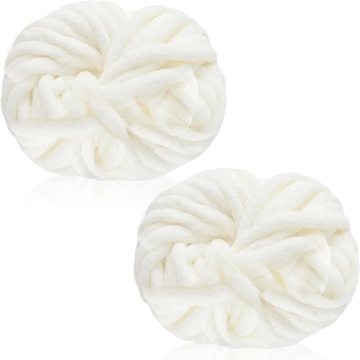 2 stuks grof garen voor handbreien, meerdere kleuren chenille-garen voor breien en haken, zachte dikke wol voor dekens, kussen, sjaals, huisdierbedden, tassen, hoeden, truien (witte melk)