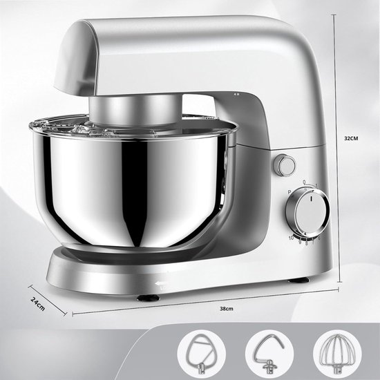 Kavo Deegmachine - Mixer met Kneedhaak - Kneedmachine - Zilver - 37cm x 24cm x 32cm van Kavo — afbeelding 5