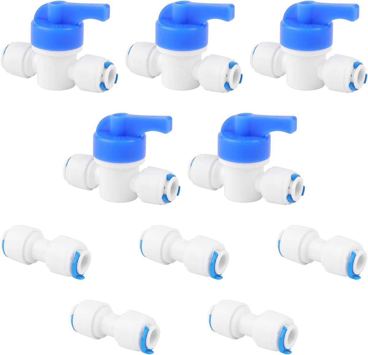 1/4 inch waterbuismontage, snel duwen om fittingen aan te sluiten rechte Union kogelklep voor water omgekeerde osmose-systeem waterfilter waterzuiveraars buisfitting pak van 10