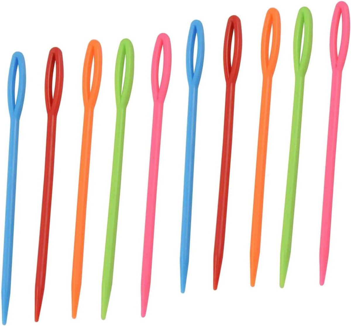 Naainaalden van kunststof, 100 stuks, 7 cm, voor kinderen, meerkleurig, knutselprojecten, handwerk, wandtapijt