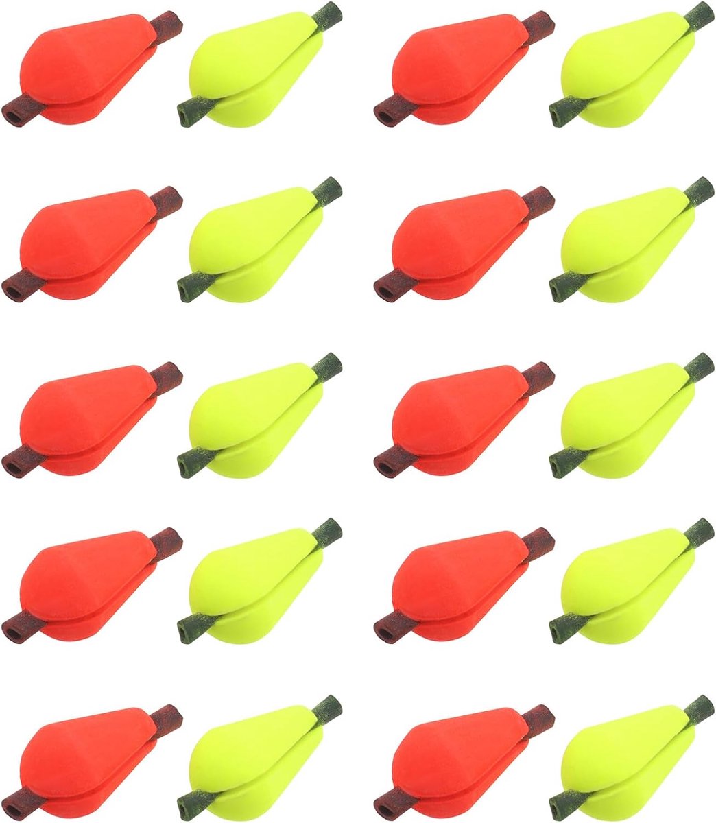 Idea 20Pcs Float Foam Vliegvissen Float Strike Indicator Water Drop Bobber Indicatoren Accessoire Fluorescerend Geel en Oranje Rood