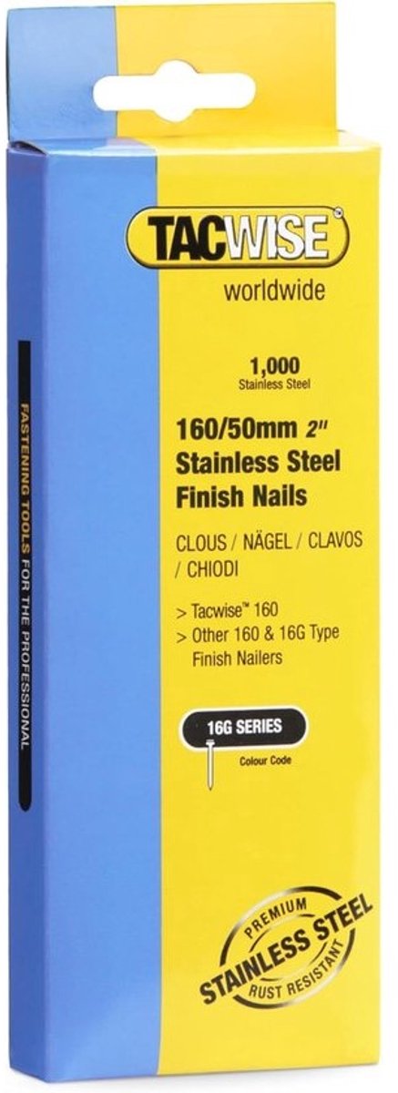 Roestvaststalen Afwerknagels Type 16G/50 mm - 1000 Stuks