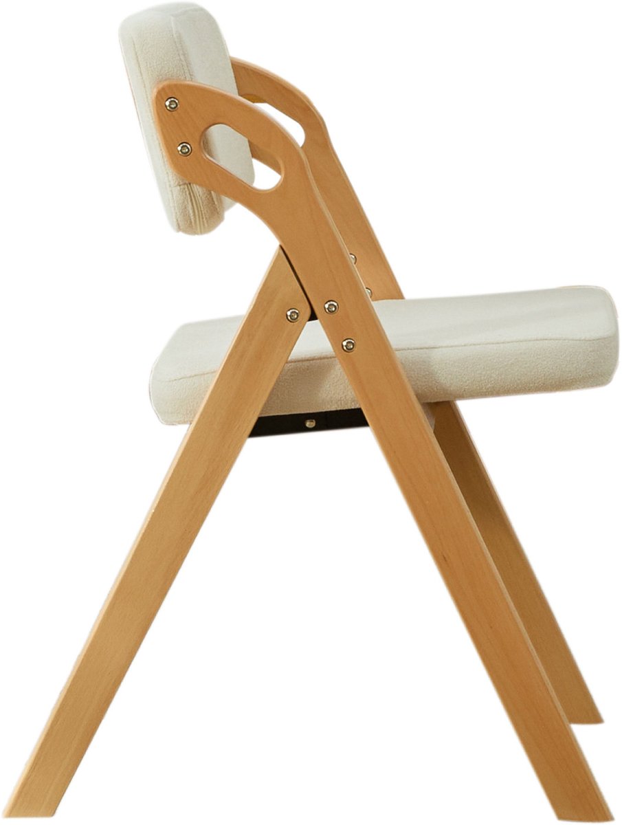 MODENUIT Eetkamerstoel 59 x 52 x 77 cm - Opvouwbaar Met Gewatteerde Zitting - Voor Keuken - Hout - Beige