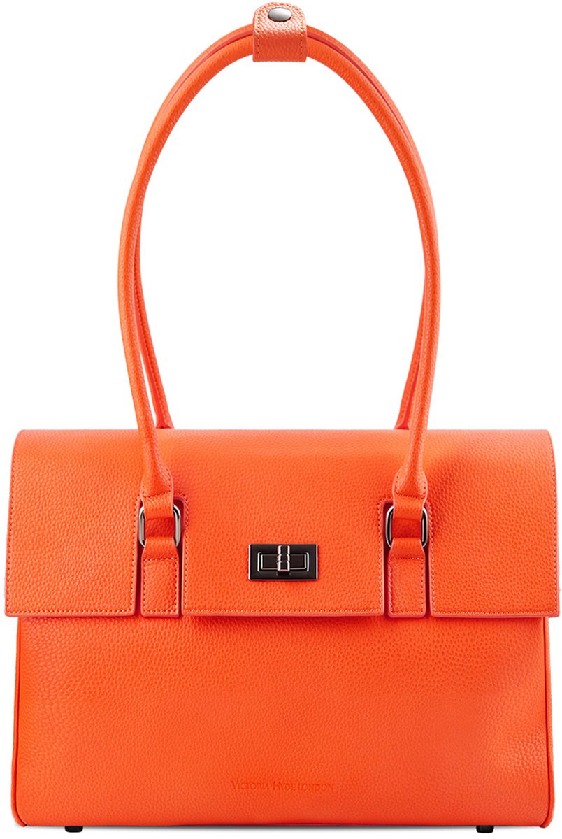 Victoria Hyde "Jolene Small" - Handtassen Dames - Schoudertas - Overslagtas - Laptoptas Dames - Multi Pocket bag - Imitatieleer - Dames Tas Shopper - 13 inch Laptoptas - Schoudertas - Schooltas - Geschikt voor Laptop & iPad - Oranje