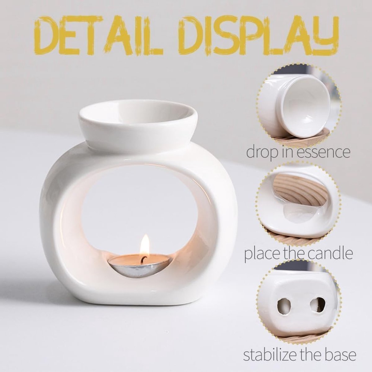 Witte Aroma Lampen en Geur Warmers voor Essentiële Olie en Geurkaarsen, Keramische Geur Kegels