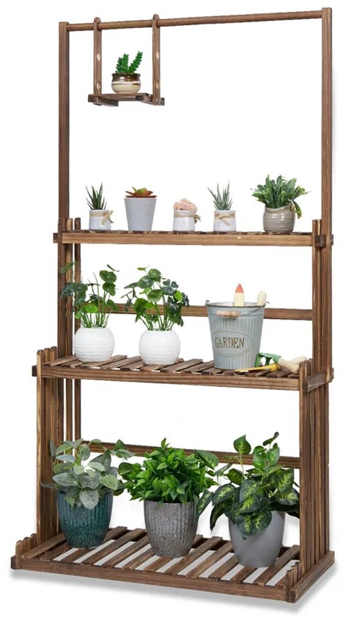 Prime Home Plantenrek - Plantenrek binnen - Plantenstandaard - Plantenhouder - Voor hangplanten - 36,5 x 79 x 145cm - Hout