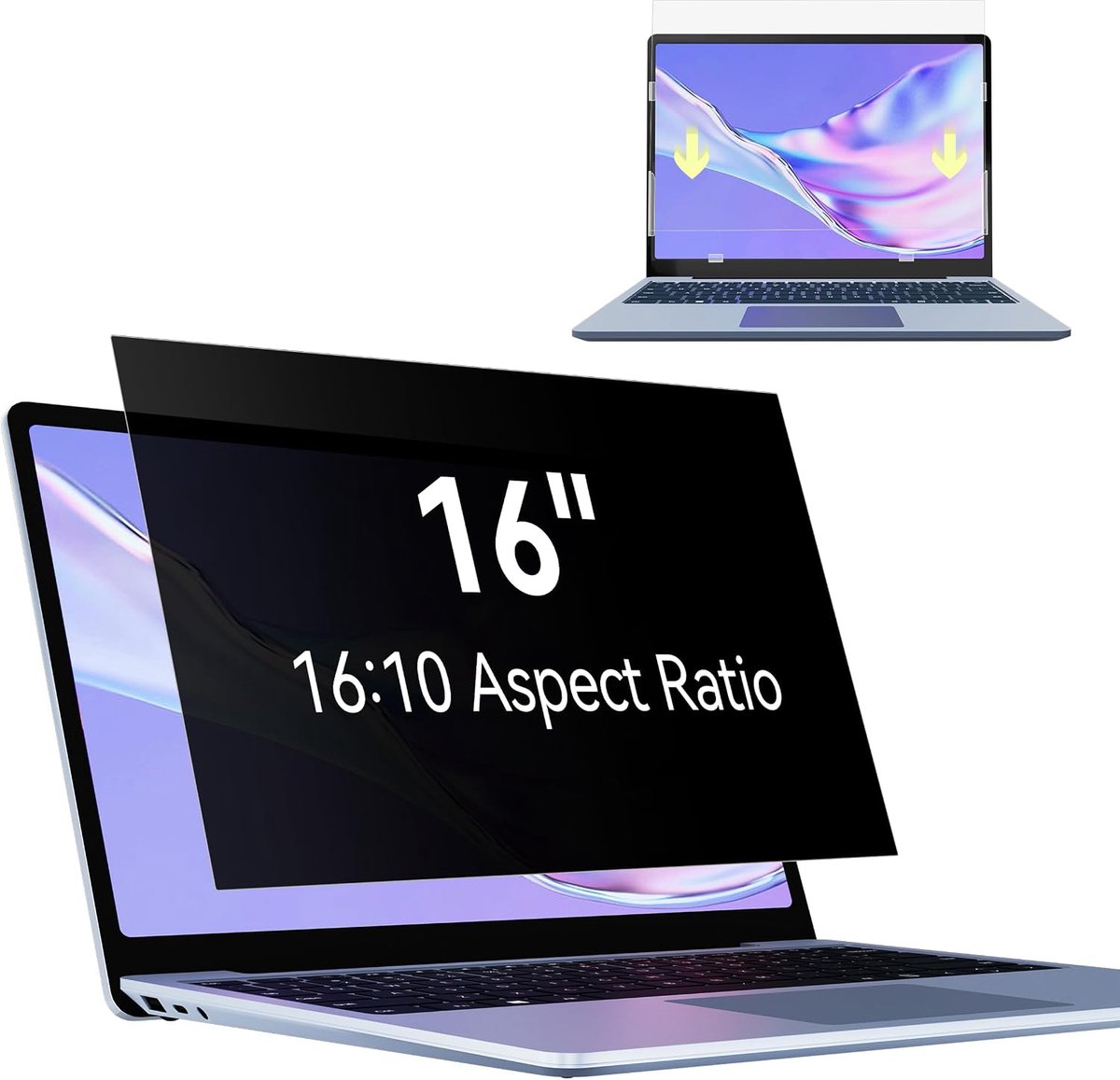 16 inch 16:10, laptopschermfolie, compatibel met HP/Dell/Acer/Lenovo/Thinkpad/Envy, afneembaar, anti-spion/blauw licht, bescherming voor laptop