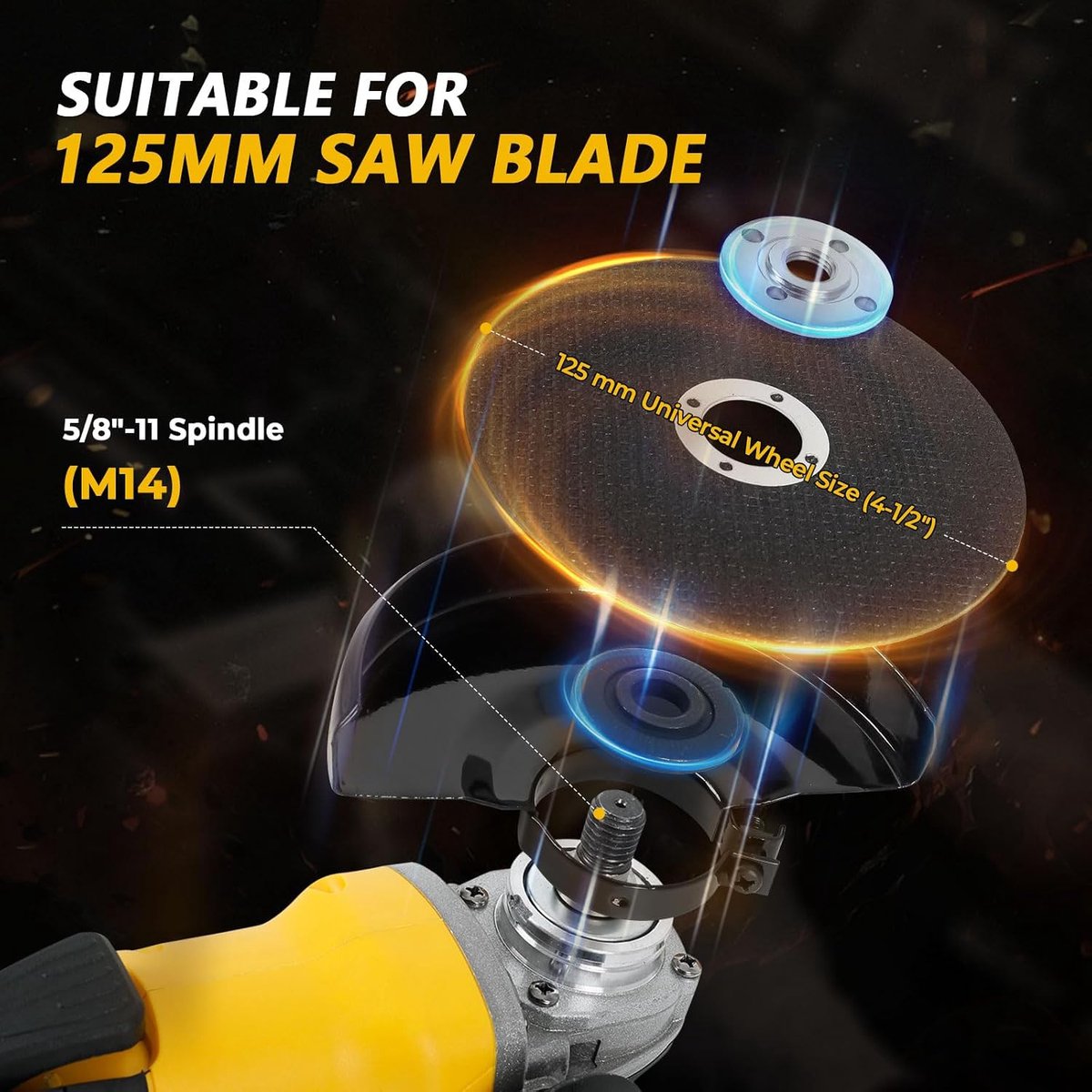 Haakse slijper voor Dewalt 18V/20V accu, 8000RPM borstelloze slijpmachine met 125mm slijpschijven voor snijden, slijpen, polijsten (geen accu) thumbnail 3
