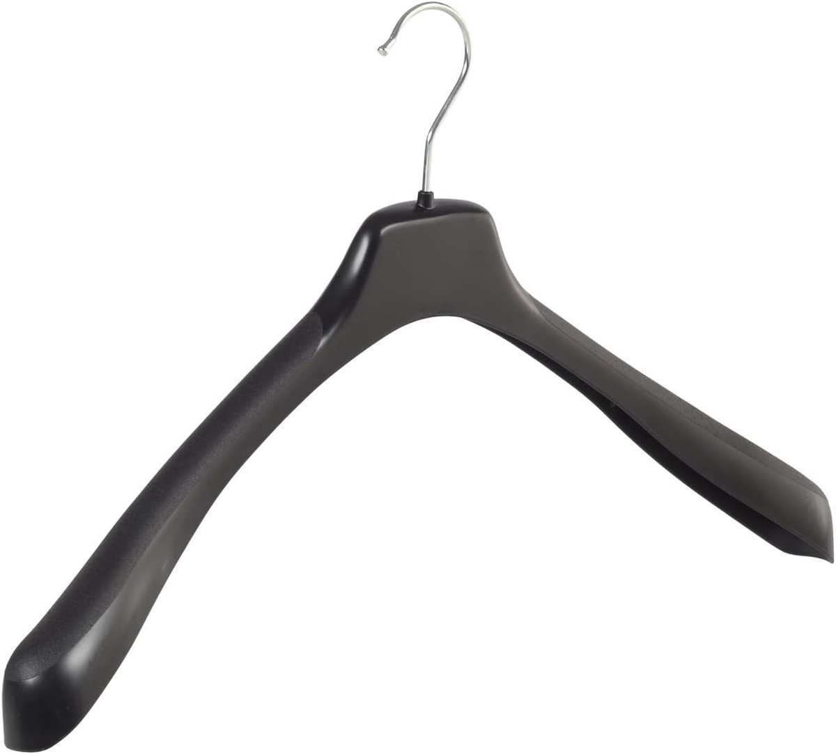 Kleerhanger, Mantelhanger, Kostuumhanger, Jassenhanger, set van 10 Stuks, Kunststof, Zwart, Brede schouders, 360° Draaibare Haak, 50 cm (EU50_00/10)