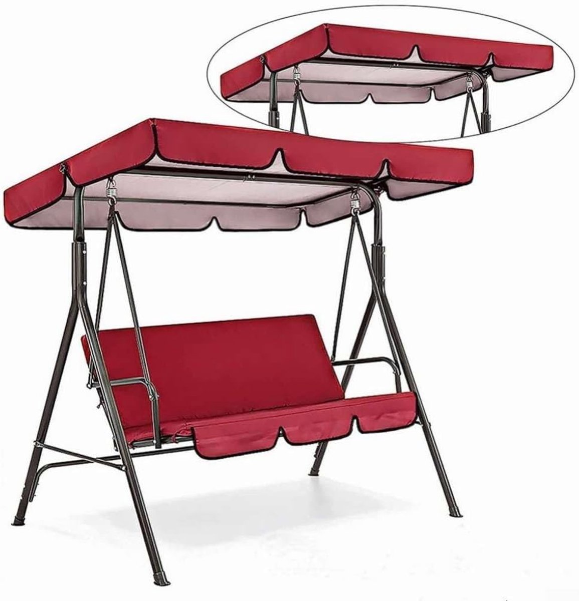 3-zits luifel schommel stoel tuin schommelbank zware patio metalen zitting w/top dak metalen veranda schommel stoel bank luifel