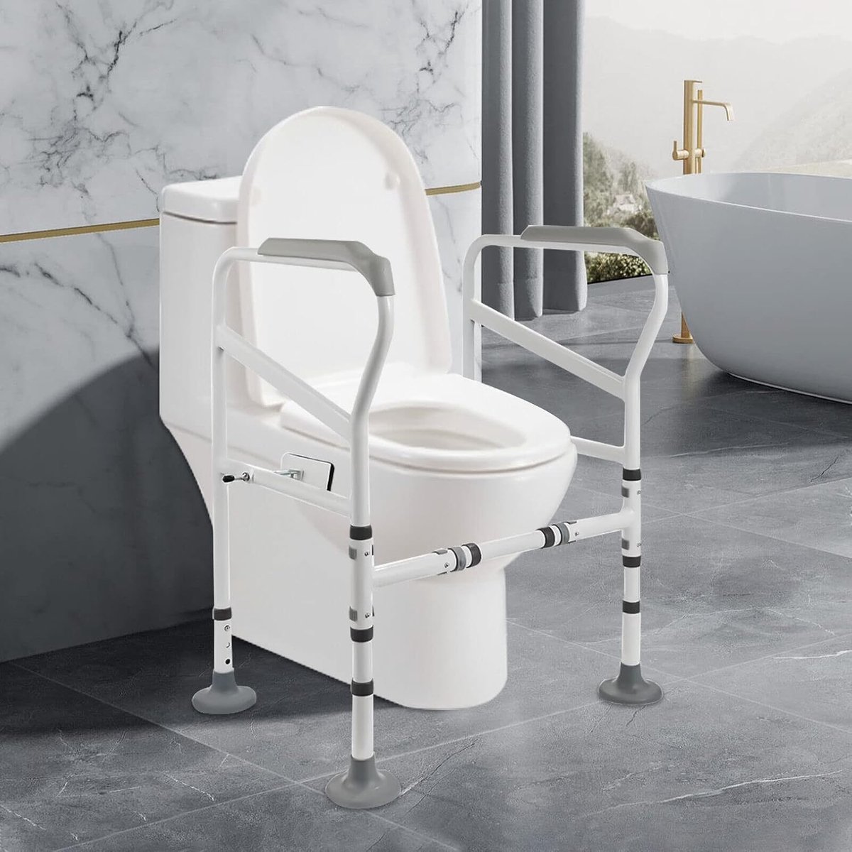 Toiletsteunframe, opstahulp, toilet, in hoogte verstelbaar, toiletframe, wc-opstahulp, zonder boren, toiletten, handgrepen voor senioren, tot 100 kg