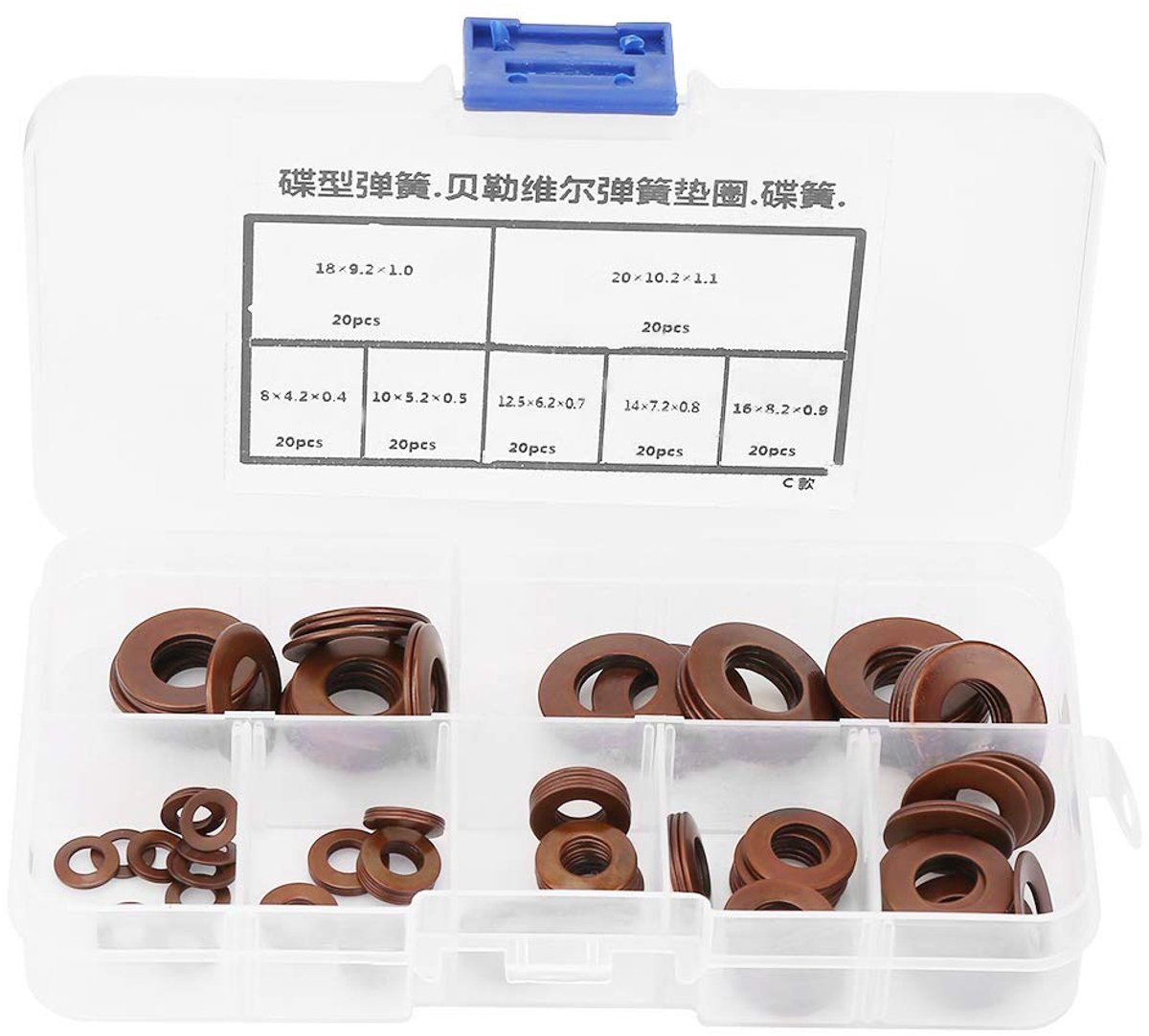 Belleville Compressie Spring Disc -wasmachine - 7 Maten | Hoge Belastingstoelmogelijkheden | Duurzame Schijfpakking voor Zware Machinetoepassingen