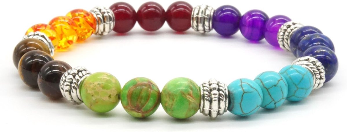 Parels 7 chakra energie steen armband yoga healing balans steen armband elastische stenen armband