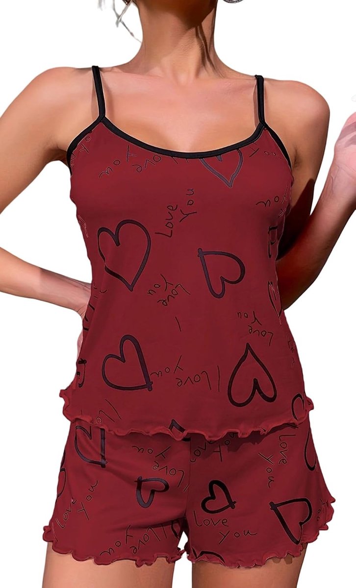 Pyjama dames kort sexy pyjama set mouwloos zomer hartpatroon nachtkleding sleepwear dames pyjama pyjama S-XL