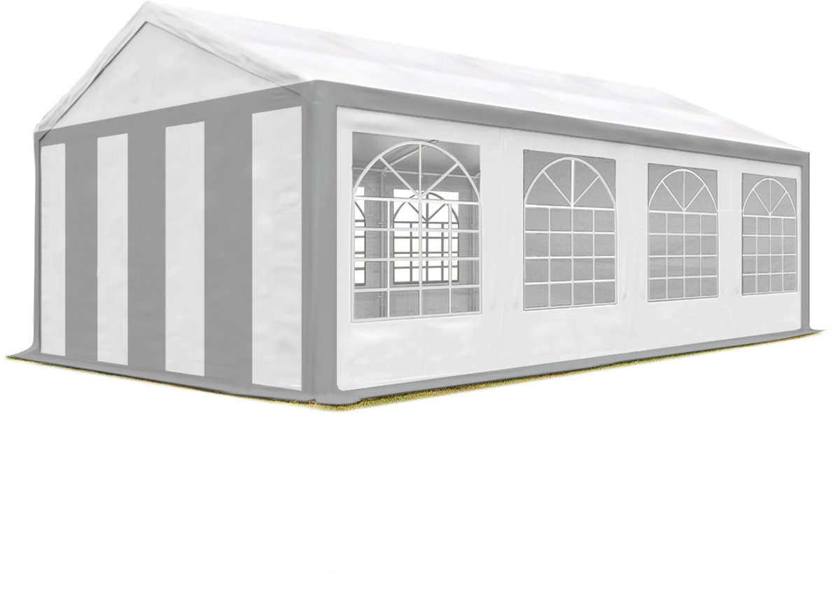 TOOLPORT Feesttent 4x8 m Paviljoen, stevig PVC 600 N zeil, waterdicht, grijs wit