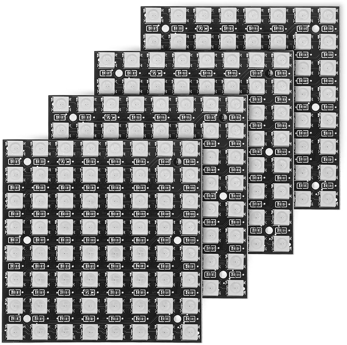 4 stuks 64 bits WS2812 LED Matrix Panel - 8x8 5050 LED-module ingebouwde full colour driver kleurlicht ontwikkelingsbord compatibel met Raspberry Pi en Arduino