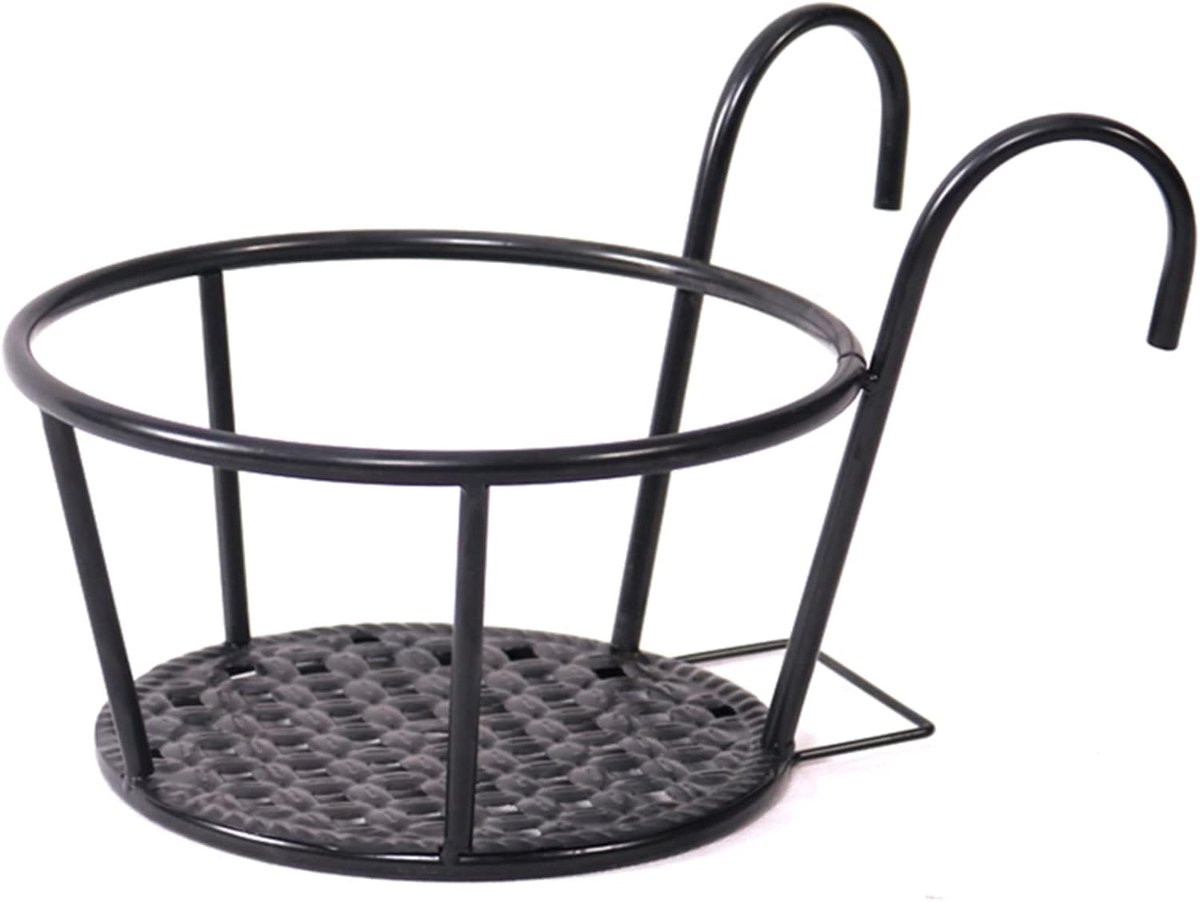 Hanger, Balkon reling, Groene Bloem Stand, Vergroot En Vet, Opknoping Bloem Pot Stand, Vangrail Bloem Stand, Zwart (maat 3 packs)