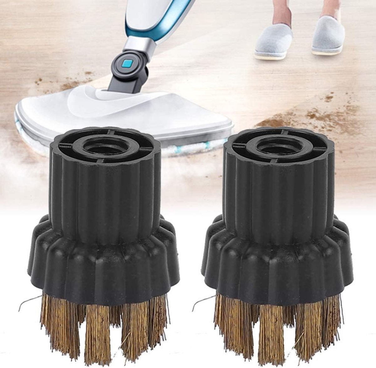 2-delige stoomreiniger borstelkop, messing borstelkop multifunctionele stoommop borstelkop reserveonderdelen accessoires voor X5
