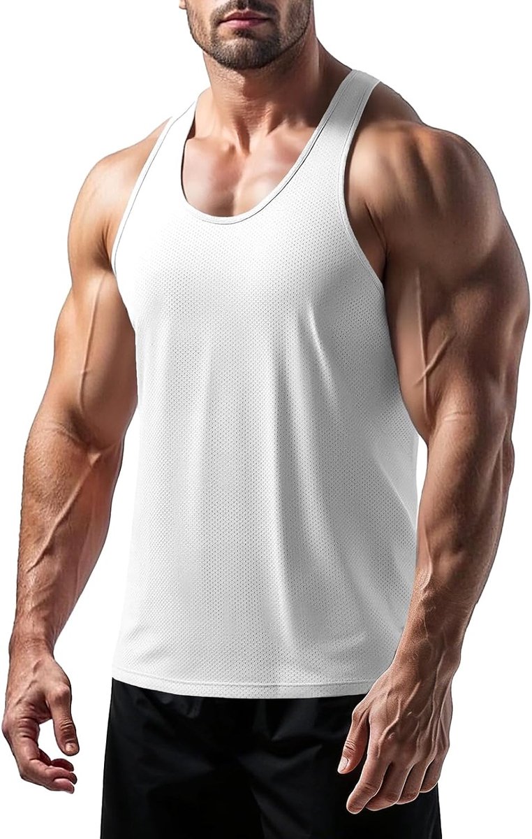 Cmdr Heren stringer tanktop Y-rug sneldrogend mesh sportshirt