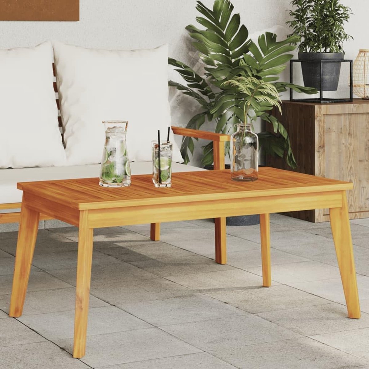 100 x 55 x 45 cm, van massief acaciahout, rechthoekige houten tafel voor terras, tuin of binnenplaats, robuust en onderhoudsvriendelijk tafelblad, ideaal voor maaltijden in