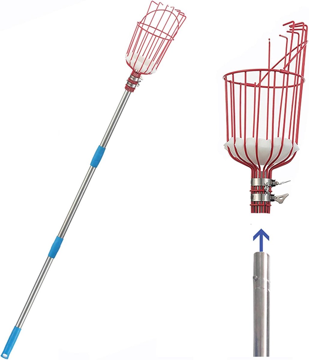 Picker Tool - 13 FT roestvrij staal splicable pool met mand, lichtgewicht fruit plukken apparatuur voor het krijgen van fruit