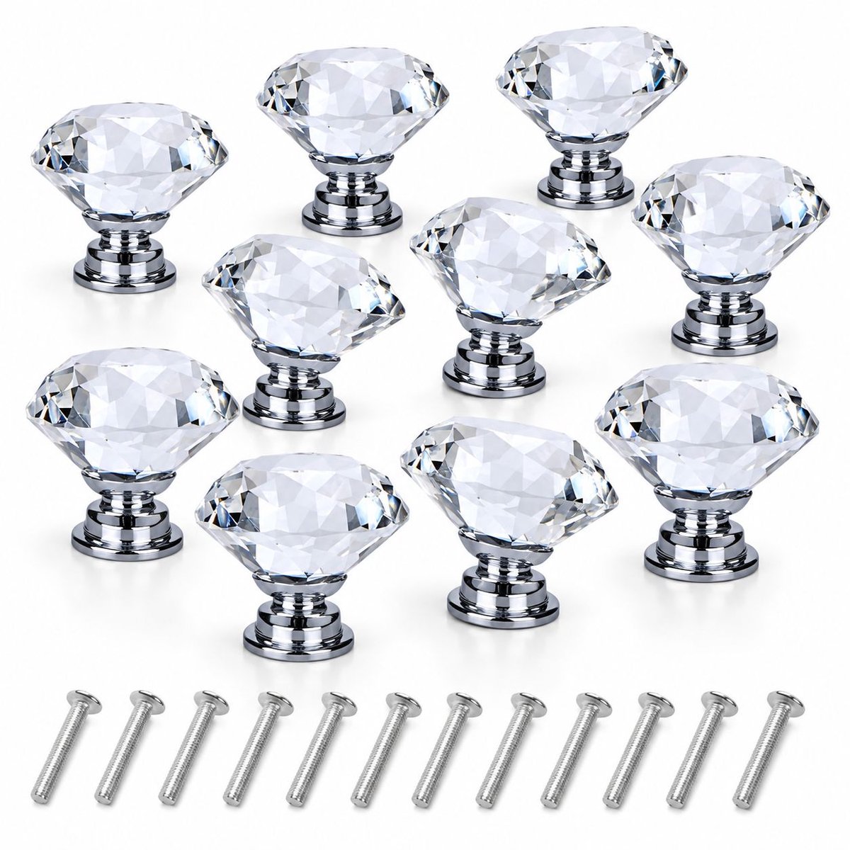VHV - Keukenkast knoppen - 12 stuks - Ladegrepen van diamant - Kastknoppen - Kabinet lade grepen - Deurknopjes voor kast - Deurknop - in de keuken