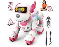 Slimme Robot Hond RC - Robothond Interactieve Speelgoed - Intelligente Speelgoedrobot - Aanraakbediening - 17 Actiemodi - Muziek & Dans - STEM - Afstandsbediening - 3-12 Jaar - Voor Jongens & Meisjes - Roze/Wit